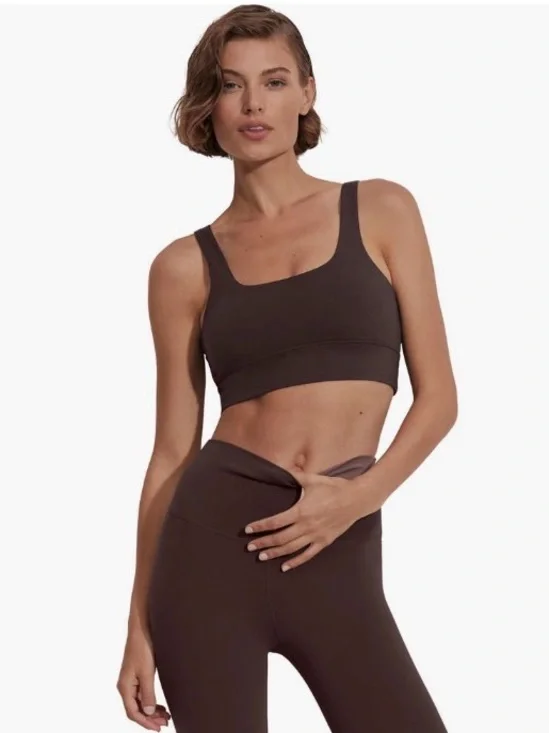 Varley Dark Chocolate Coffee Bean Scoop Neck FreeSoft Cori Bra Sports Bra S $73 - Picture 6 of 11